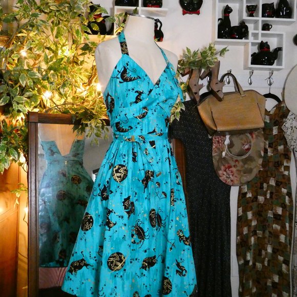 Trashy Diva 1950s Style MARILYN PARADE SWING DRESS - ASTROLOGY PRINT Sz 2 - Picture 4 of 12